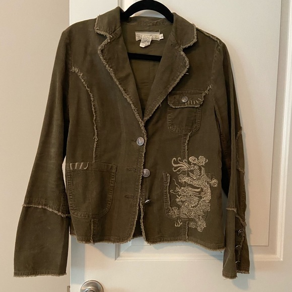 Jackets & Blazers - Army Green Corduroy Large Ladies Blazer